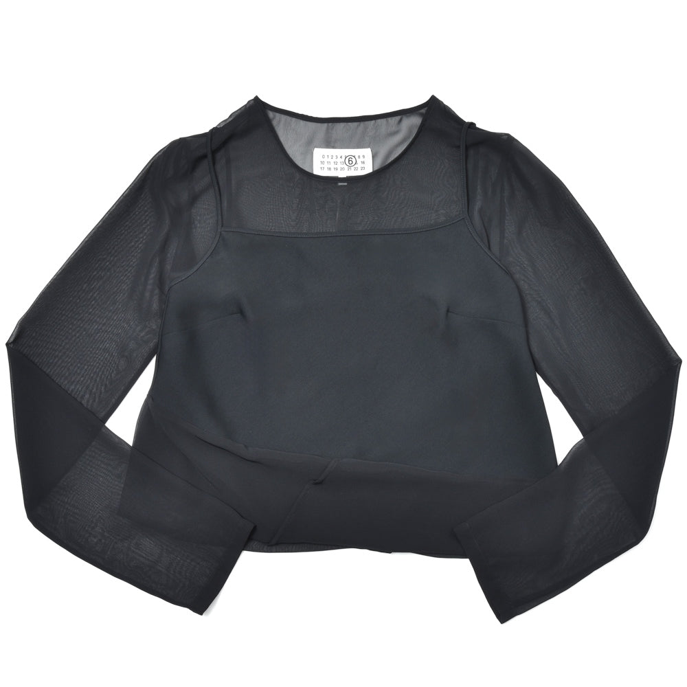 MM6 MAISON MARGIELA(エムエム6 メゾン マルジェラ)<BR>S52NH0020 ポリエステルシアー ロングスリーブ レイヤードトップ
