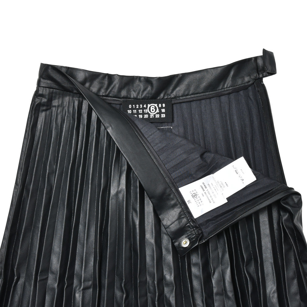 MM6 MAISON MARGIELA(エムエム6 メゾン マルジェラ)<BR>SS52MA0195 エコレザープリーツミディスカート