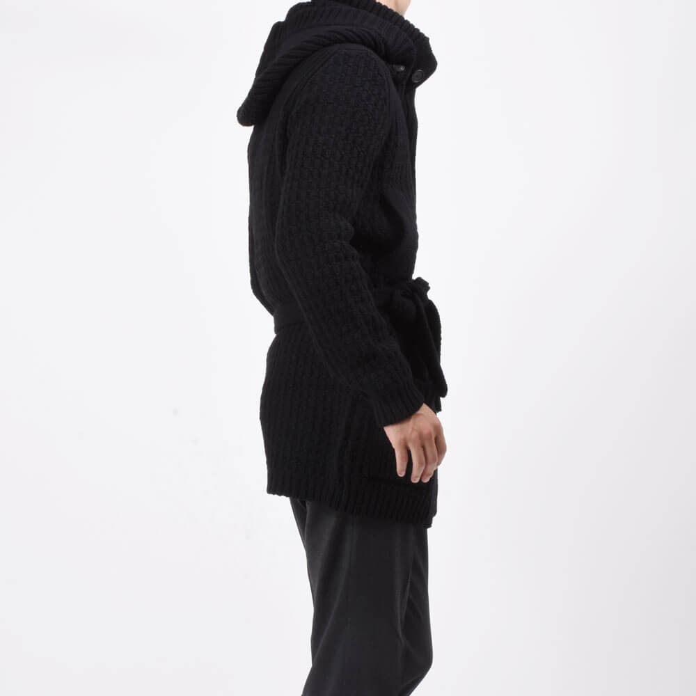 タリアトーレ / デタッチャブルフード ベルテッド ニットコート/FERNIE PWI24-02/ブラック