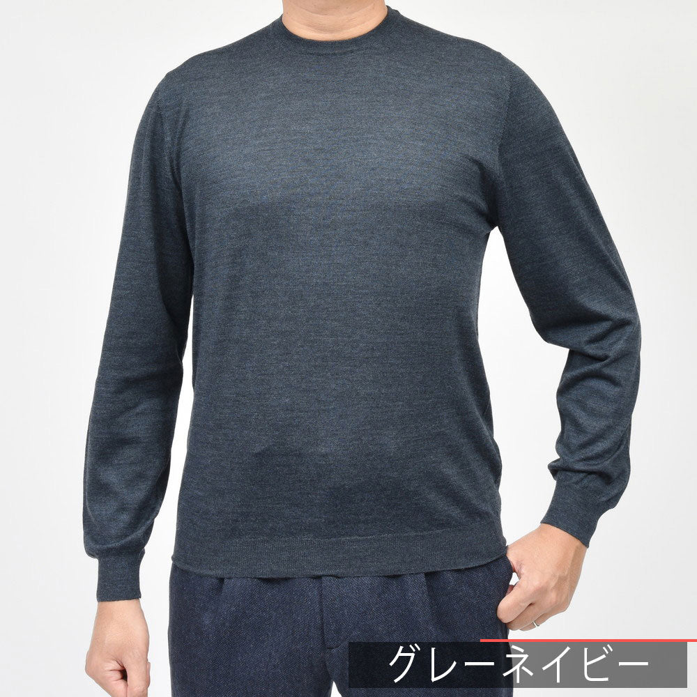 FEDELI（フェデリ） SUPER140'sハイゲージウールクルーネックニット ARG.ML.LANA140