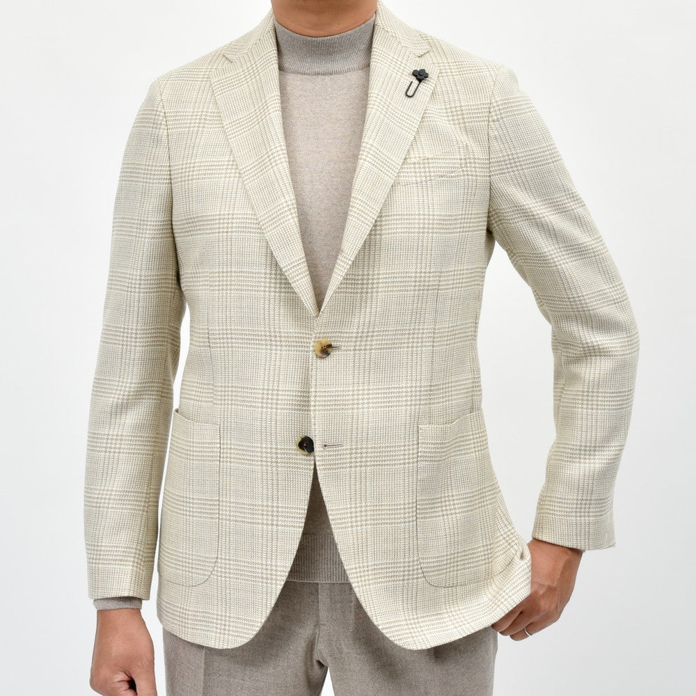 LARDINI（ラルディーニ） ADVANCEアドヴァンス ウールライトツィードグレンチェック3Bジャケット JA6000AQ/IVSF63501