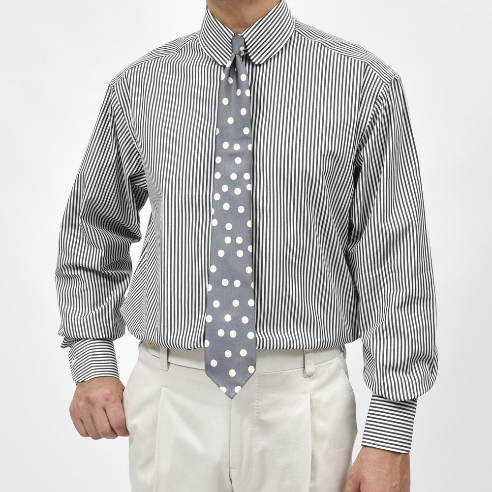 garoh（ガロウ） dress shirts01 コットンブロードストライプラウンドタブカラーシャツ