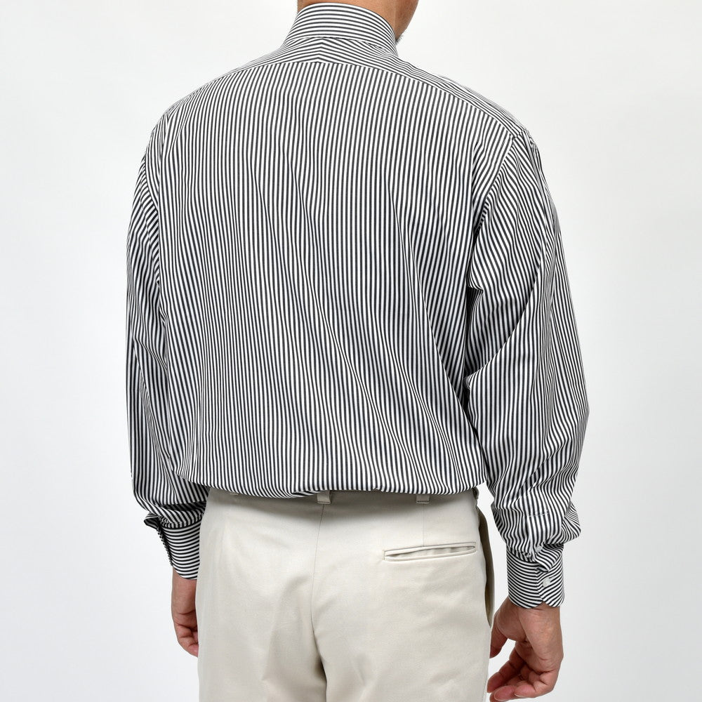 garoh（ガロウ） dress shirts01 コットンブロードストライプラウンドタブカラーシャツ