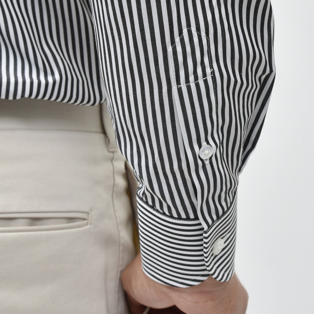 garoh（ガロウ） dress shirts01 コットンブロードストライプラウンドタブカラーシャツ