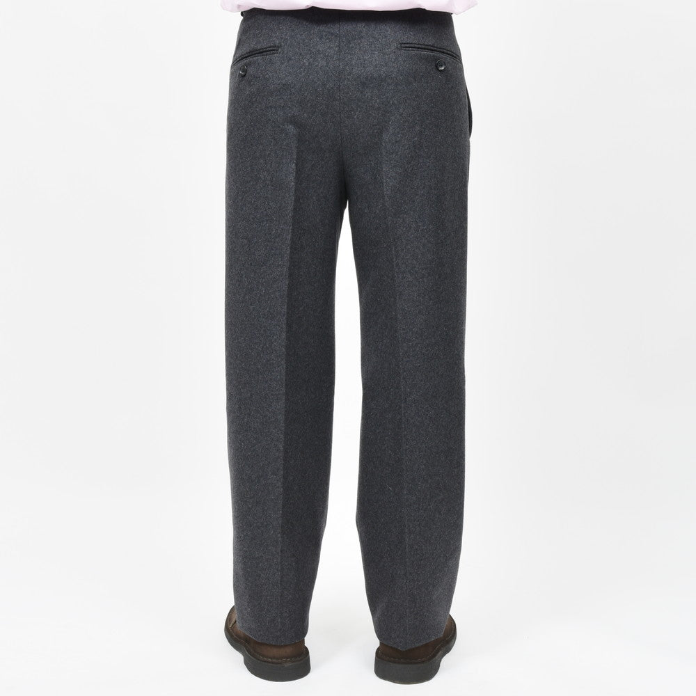 garoh（ガロウ） pants03 ウールフランネル1プリーツサイドアジャスターテーパードパンツ