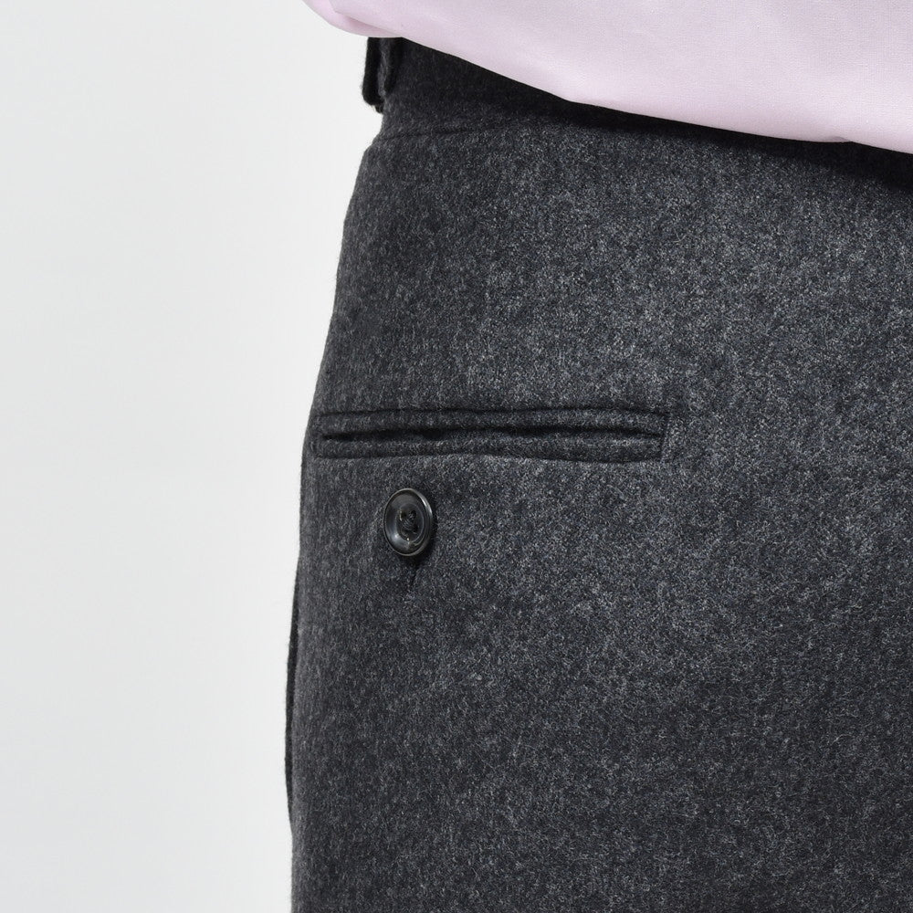 garoh（ガロウ） pants03 ウールフランネル1プリーツサイドアジャスターテーパードパンツ