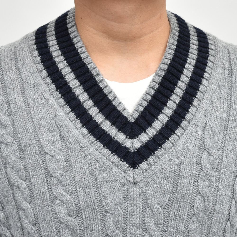 ZANONE（ザノーネ） ミドルゲージウールケーブルVネックチルデンニット V/SLIM FIT/810123/ZN251/25443