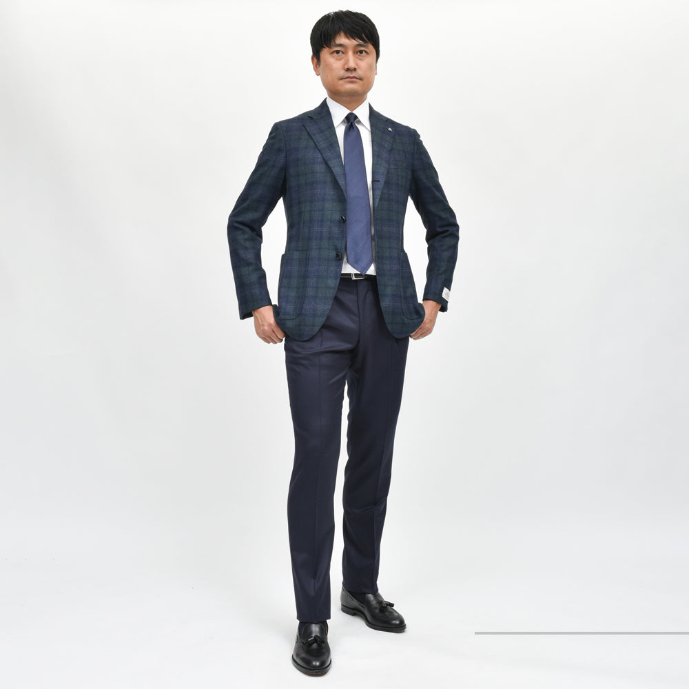 Belvest（ベルベスト） ウールカシミアシルクブラックウォッチ3BジャケットG10307-23804/GJ