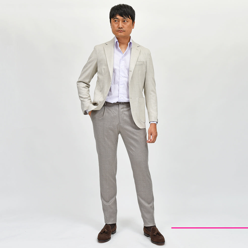 Errico Formicola エリコ フォルミコラ ANDREA Loro Piana JERSELY ウール ストレッチ サキソニー シングル3Bジャケット