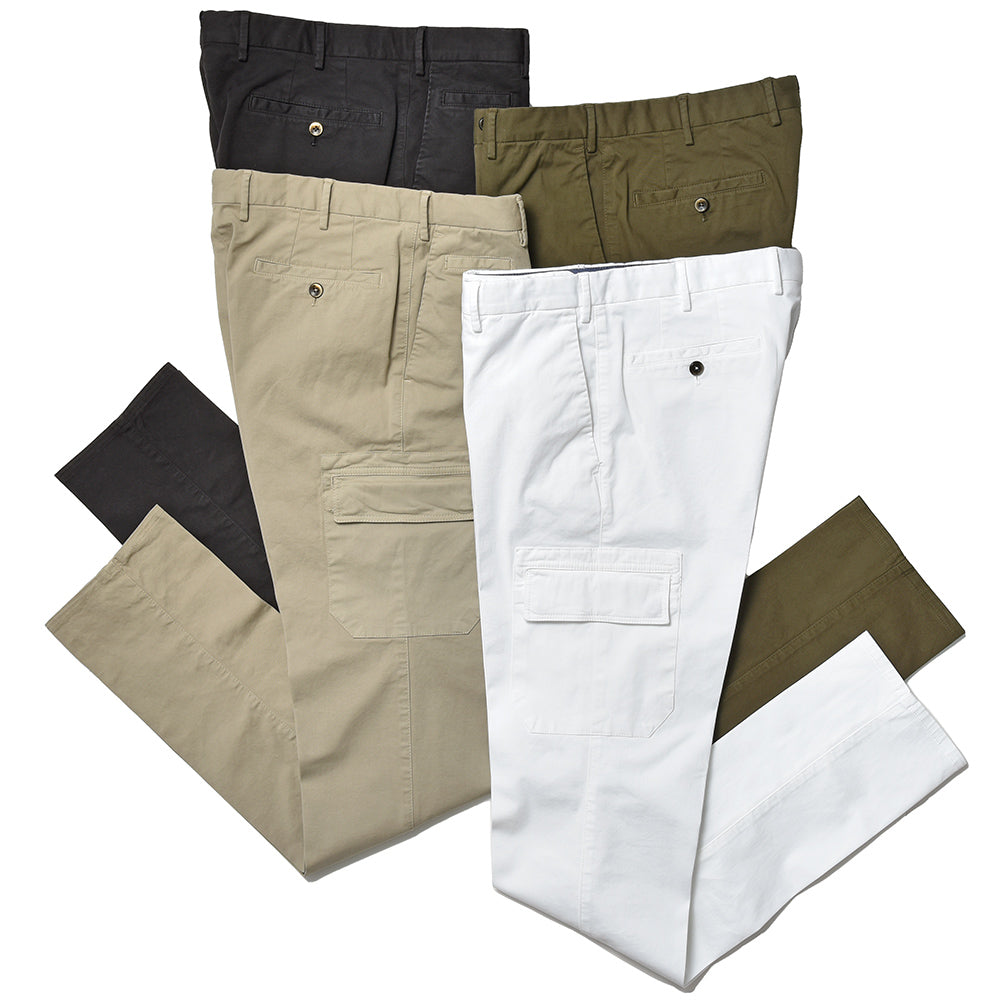 PT TORINO ピーティー トリノ 4シーズン コットン ストレッチ ツイル ガーメントダイ ノープリーツ カーゴパンツ SLIM FIT/NK03
