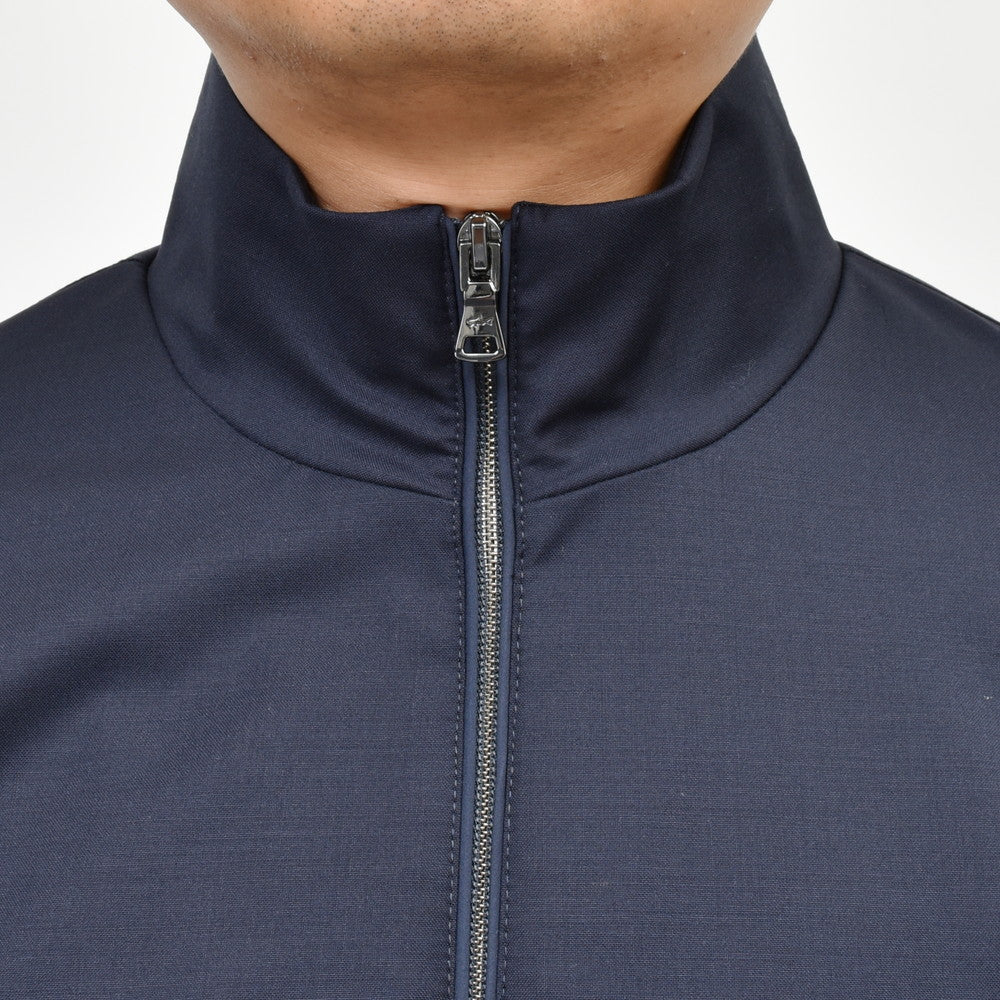 PAUL & SHARK（ポール アンド シャーク） Loro Piana Green Storm System ウォータープルーフウール×ミラノリブハイブリッドスタンドカラージップブルゾン