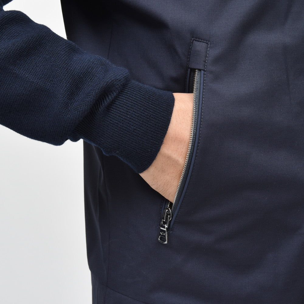 PAUL & SHARK（ポール アンド シャーク） Loro Piana Green Storm System ウォータープルーフウール×ミラノリブハイブリッドスタンドカラージップブルゾン