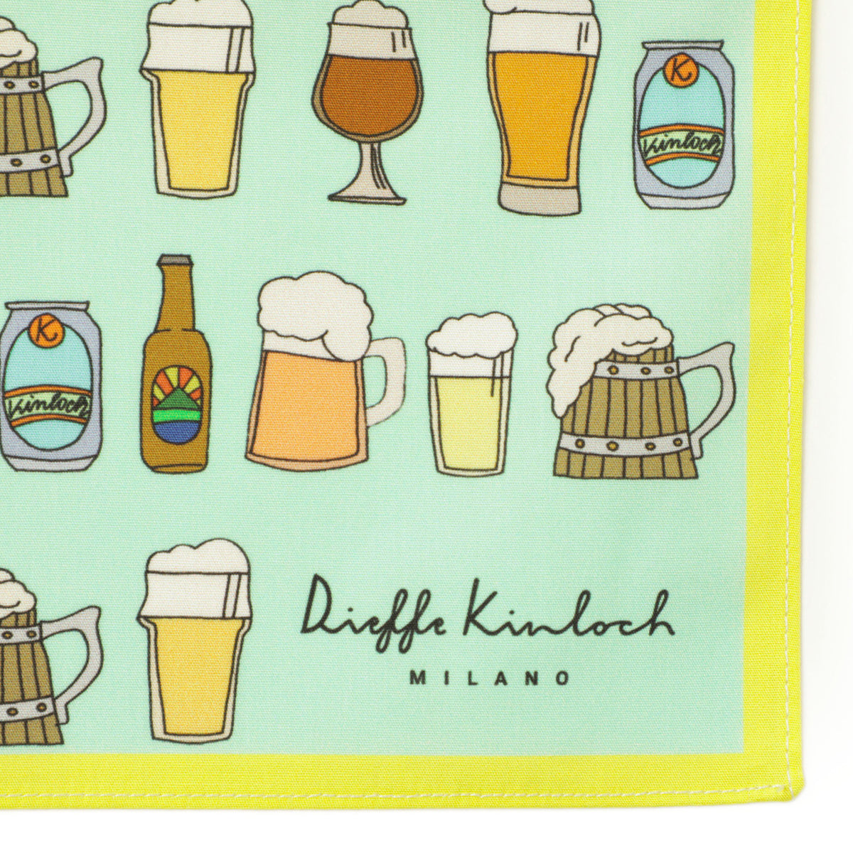ディエッフェ キンロック / コットン ハンカチ/HANDKERCHIRF ビール BEER ALL OVER LIGHT GREEN