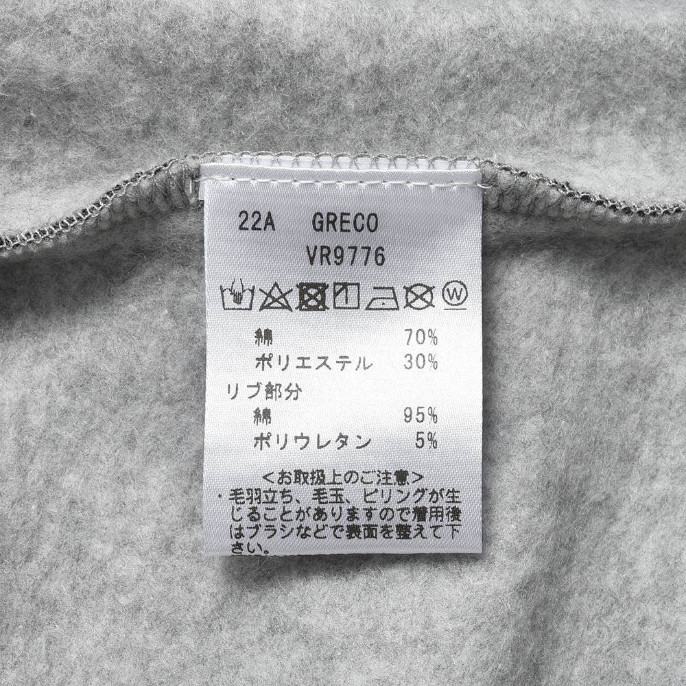 ANTICIPO アンティーチポ GRECO グレコ コットンポリエステル ライトウエイトフリース 裏起毛 ジップアップパーカー