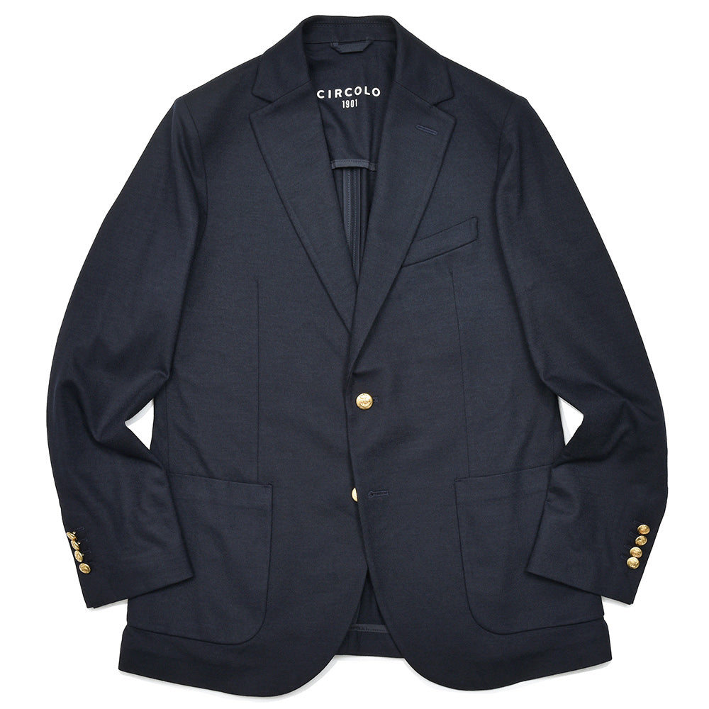 CIRCOLO 1901 チルコロ1901 ヴァージンウール カシミヤ ストレッチ ジャージー メタルボタン シングル2Bジャケット