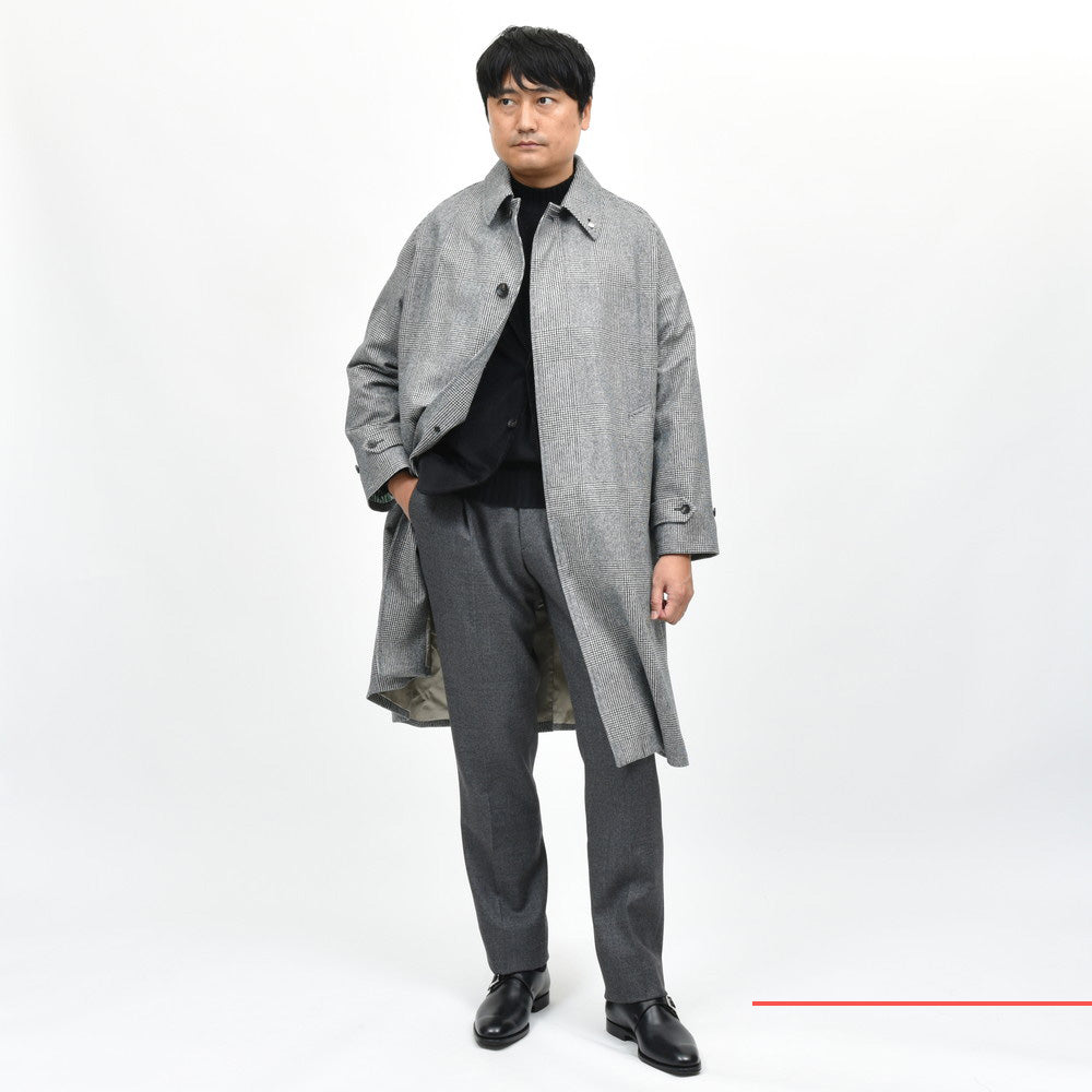 Whiteley&Green（ホワイトリー アンド グリーン） HUDDERSFIELD ウールフランネルグレンチェックバルカラーコート