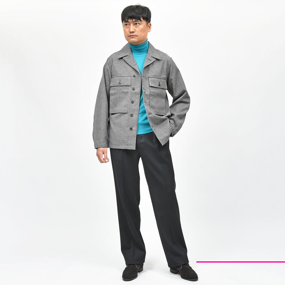COHERENCE コヒーレンス VERNON-D ウール ツイル ROVER WOOL TWILL ギンガムチェック ミリタリーシャツジャケット