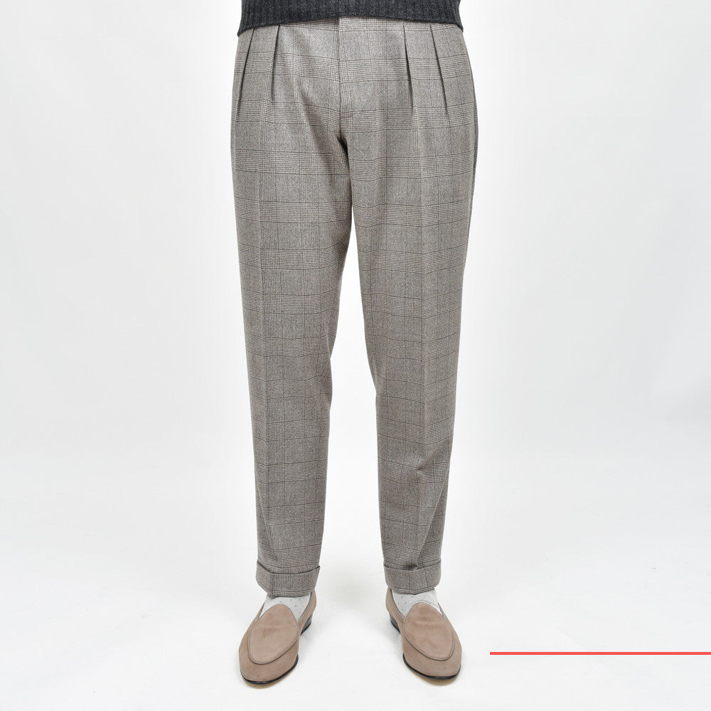 BERWICH（ベルウィッチ） SCOTCHスコッチ Loro Piana ストレッチウールサキソニーグレンチェック2インプリーツクロップドパンツ LP1760X