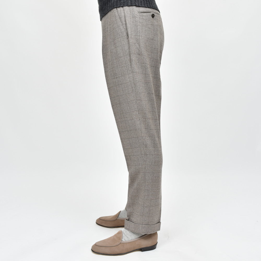 BERWICH（ベルウィッチ） SCOTCHスコッチ Loro Piana ストレッチウールサキソニーグレンチェック2インプリーツクロップドパンツ LP1760X