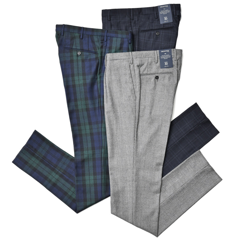 INCOTEX（インコテックス） SLIM FIT SUPER110'sウールサキソニーチェック1Pテーパードパンツ 1T0031-1783A/21681 13042206052