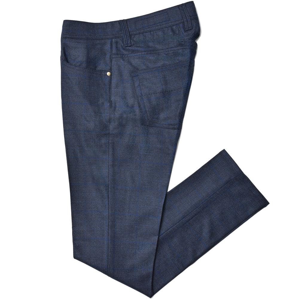 TRAMAROSSA（トラマロッサ） Blue Goldブルーゴールド MICHELANGELO ZIP ストレッチウールサキソニーグレンチェックテーパードパンツ 414-31271012