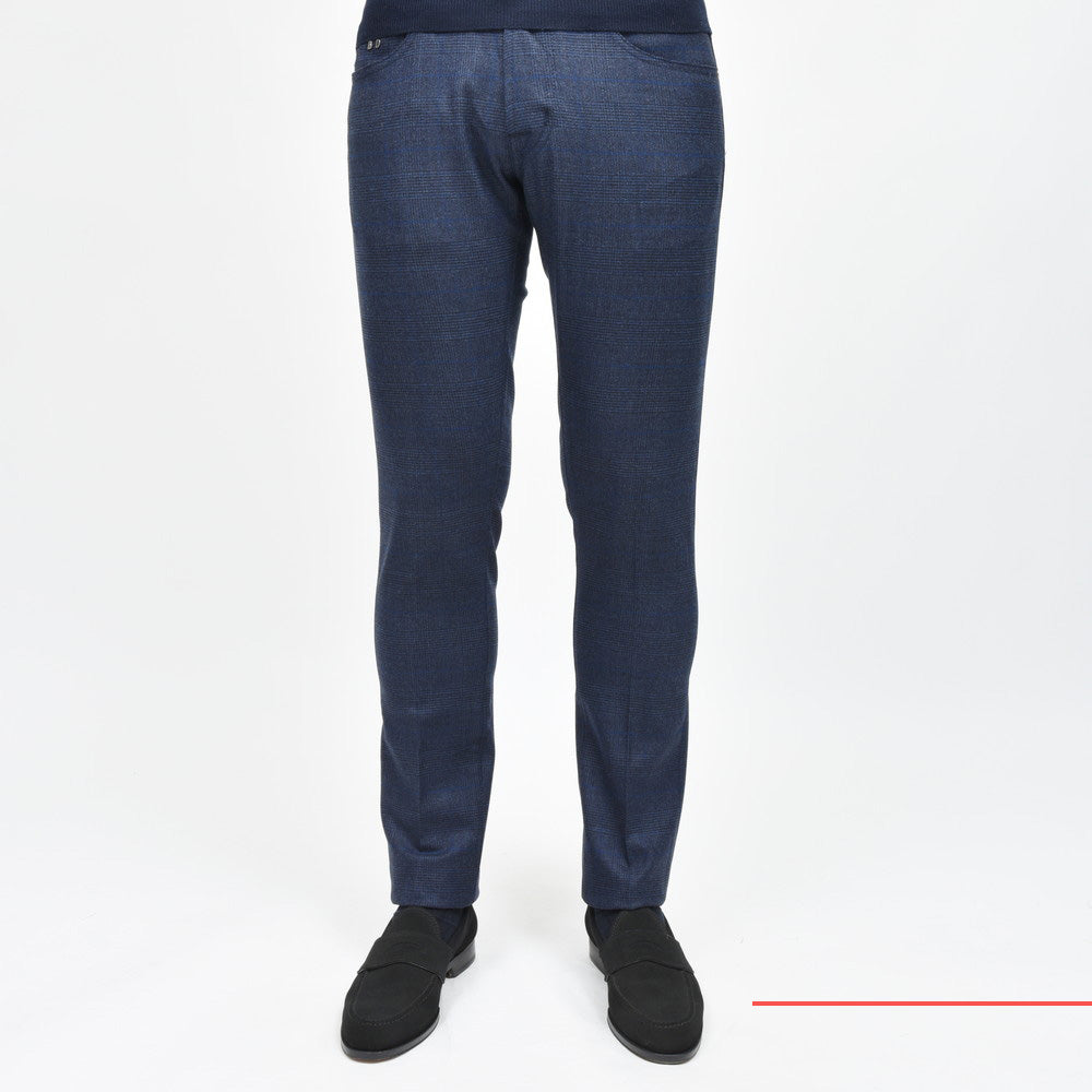 TRAMAROSSA（トラマロッサ） Blue Goldブルーゴールド MICHELANGELO ZIP ストレッチウールサキソニーグレンチェックテーパードパンツ 414-31271012
