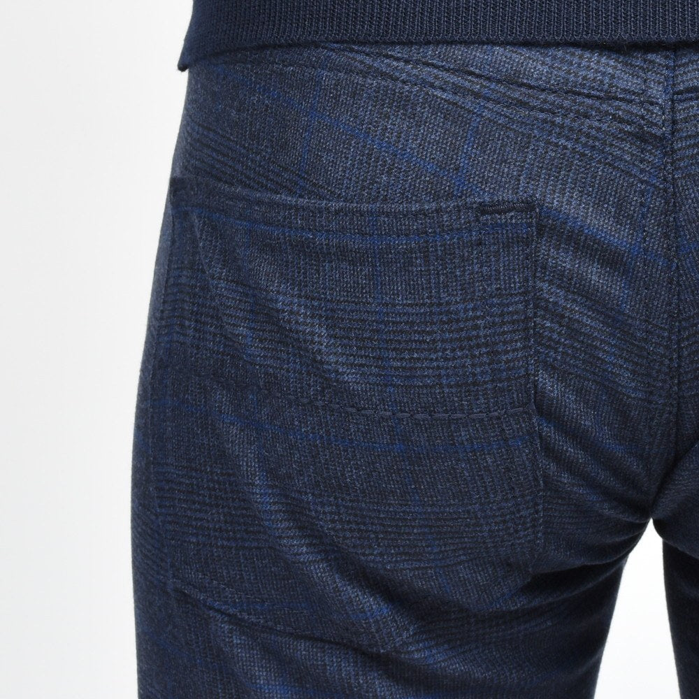 TRAMAROSSA（トラマロッサ） Blue Goldブルーゴールド MICHELANGELO ZIP ストレッチウールサキソニーグレンチェックテーパードパンツ 414-31271012
