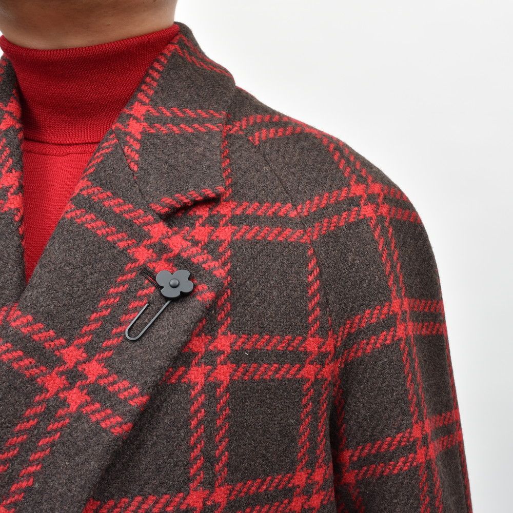 LARDINI（ラルディーニ） ブラッシュドウールライトツィードダブルウインドーペーンダブルブレストチェスターコート JA23027/IVC63611 4216-723027611