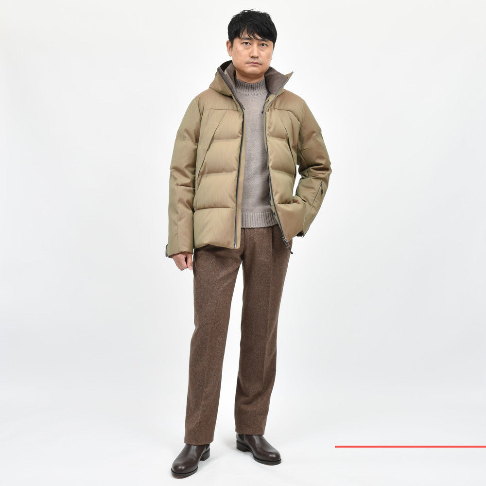 SEASE（シーズ） NORDEND DOWN JACKET ウォーターレペレントウールナイロンヘリンボーンソラーロダウンフーディーブルゾン OJ053TN