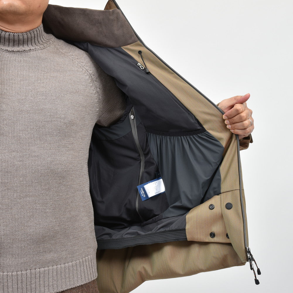 SEASE（シーズ） NORDEND DOWN JACKET ウォーターレペレントウールナイロンヘリンボーンソラーロダウンフーディーブルゾン OJ053TN