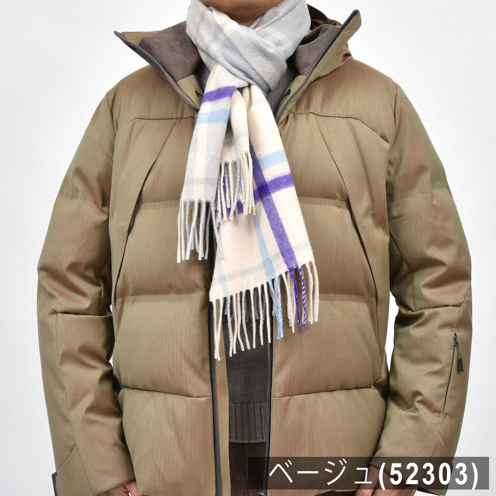 Joshua Ellis（ジョシュア エリス） カシミアチェック中判マフラー 50×190