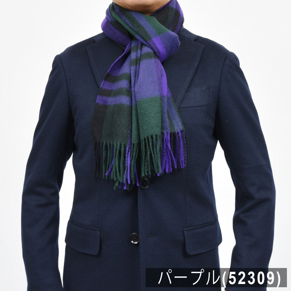 Joshua Ellis（ジョシュア エリス） カシミアチェック中判マフラー 50×190