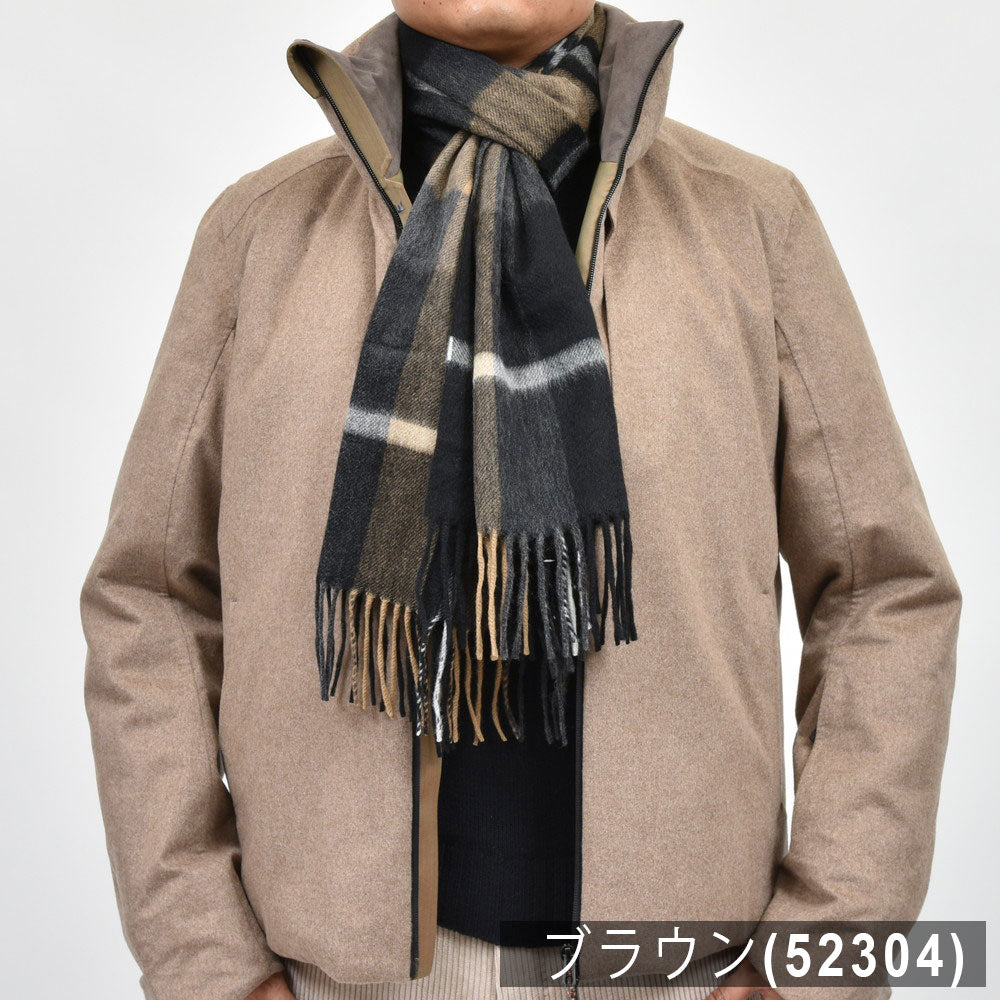 Joshua Ellis（ジョシュア エリス） カシミアチェック中判マフラー 50×190