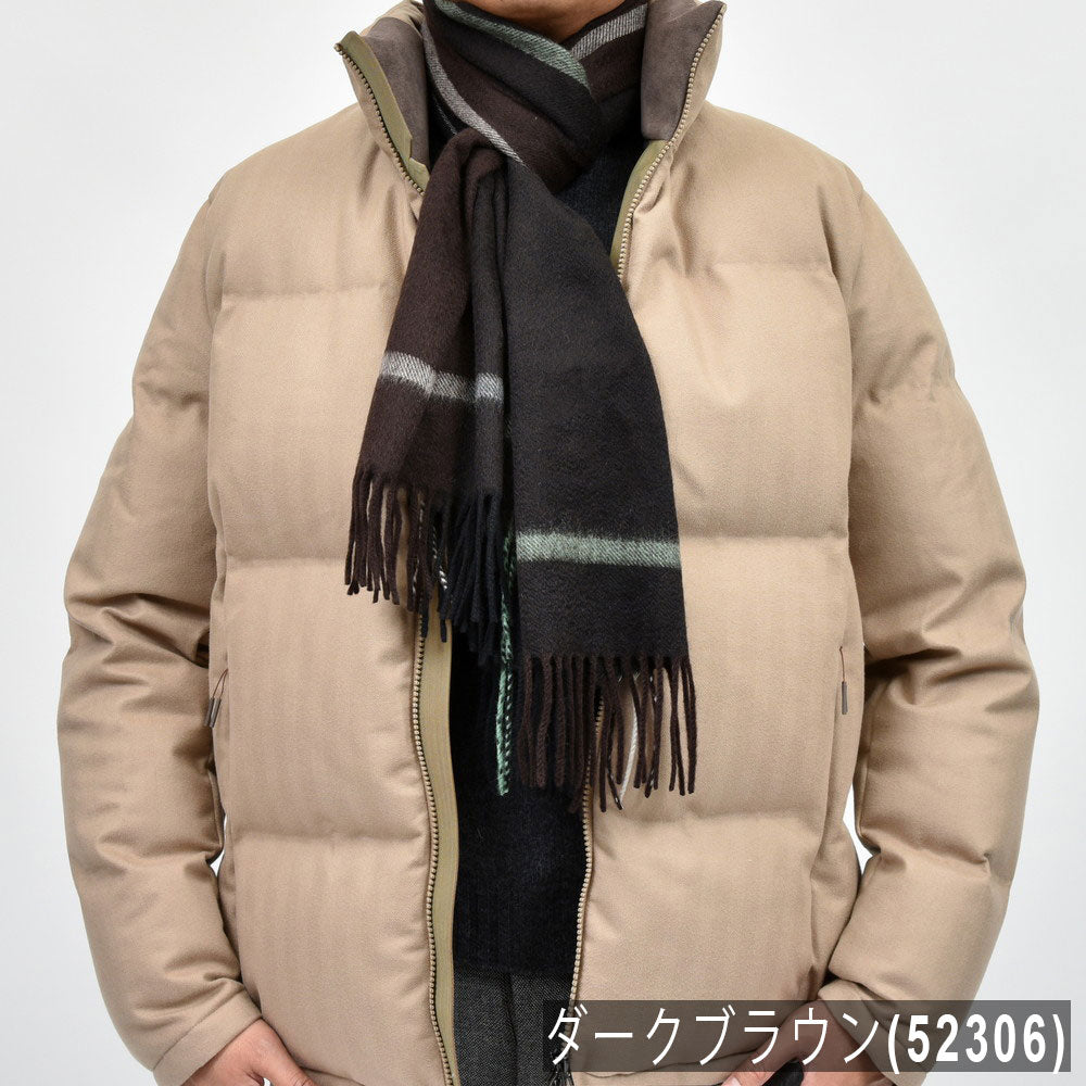 Joshua Ellis（ジョシュア エリス） カシミアチェック中判マフラー 50×190