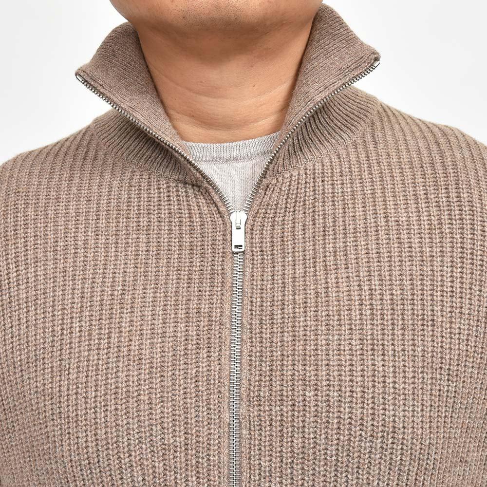 JOHN SMEDLEY ジョンスメドレー BRILEY リサイクルカシミヤ メリノウール 7ゲージ リブ編み ジップアップ ニットブルゾン STANDERD FIT