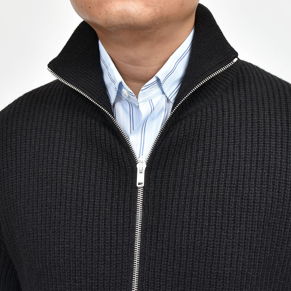 JOHN SMEDLEY ジョンスメドレー BRILEY リサイクルカシミヤ メリノウール 7ゲージ リブ編み ジップアップ ニットブルゾン STANDERD FIT