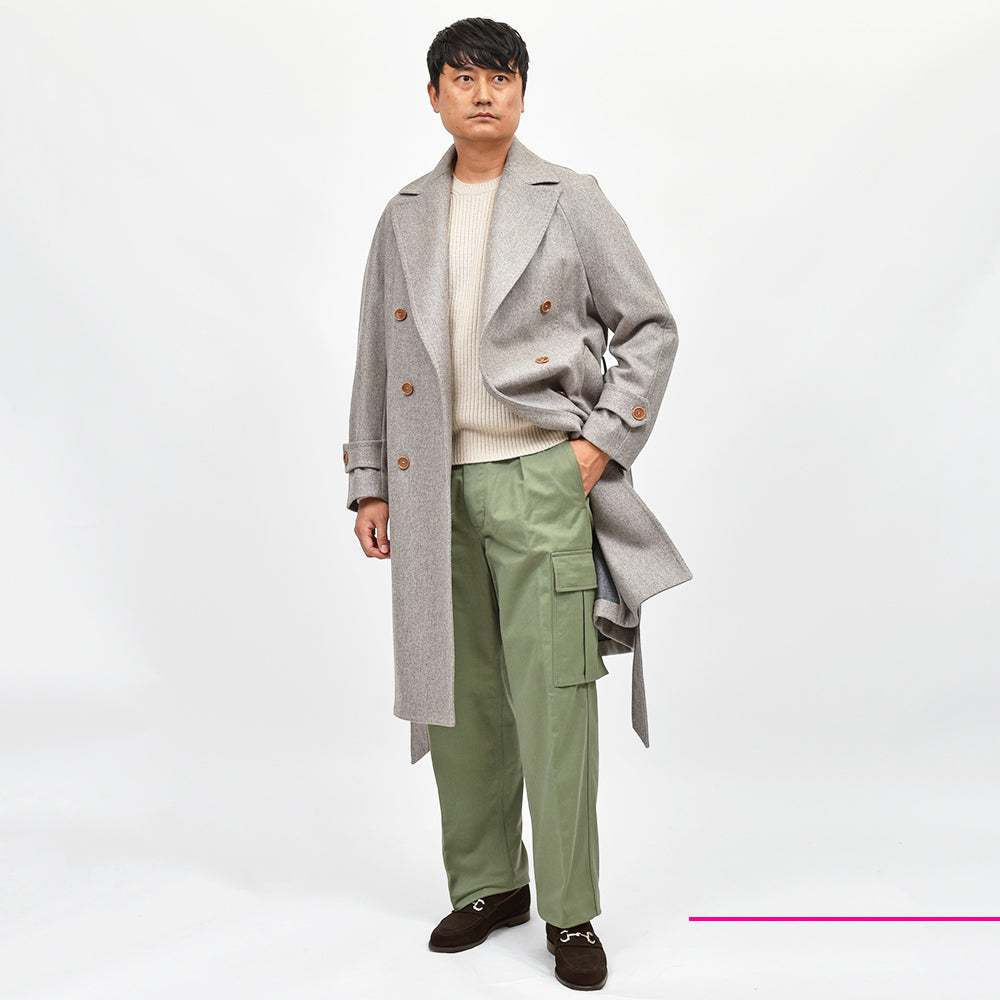 TITO ALLEGRETTO ティト アレグレット ヴァージンウール フランネル ベルテッド ラグランスリーブ ダブル6Bコート