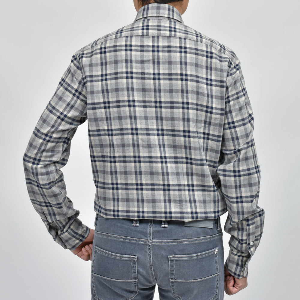 GLANSHIRT（グランシャツ） ウォッシュドコットンウールネルタータンチェックボタンダウンカラーシャツ 21406
