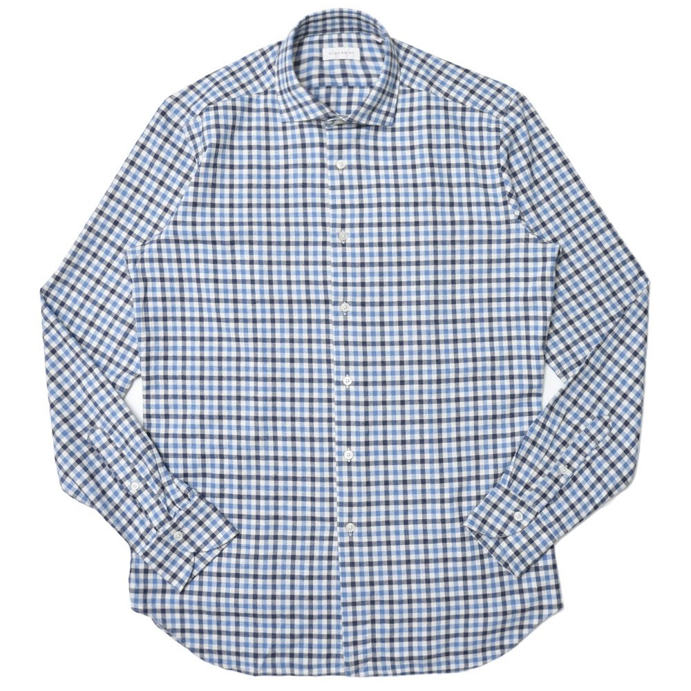 GLANSHIRT（グランシャツ） ウォッシュドコットンネルタッターソールチェックワイドカラーシャツ 21402