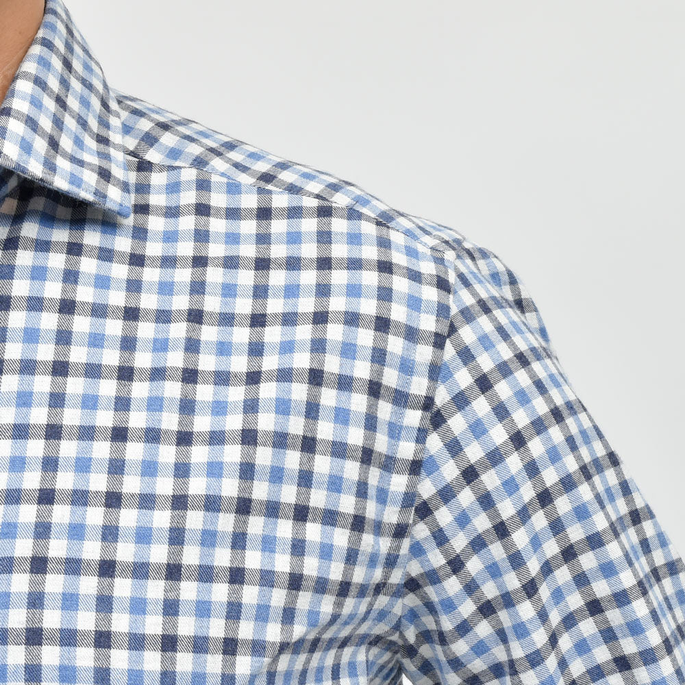 GLANSHIRT（グランシャツ） ウォッシュドコットンネルタッターソールチェックワイドカラーシャツ 21402