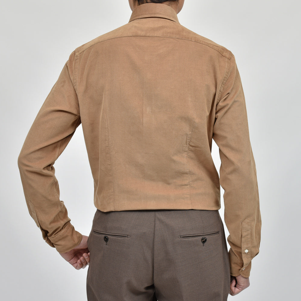 GLANSHIRT（グランシャツ） ウォッシュドコットンコーデュロイセミワイドカラーシャツ 21419