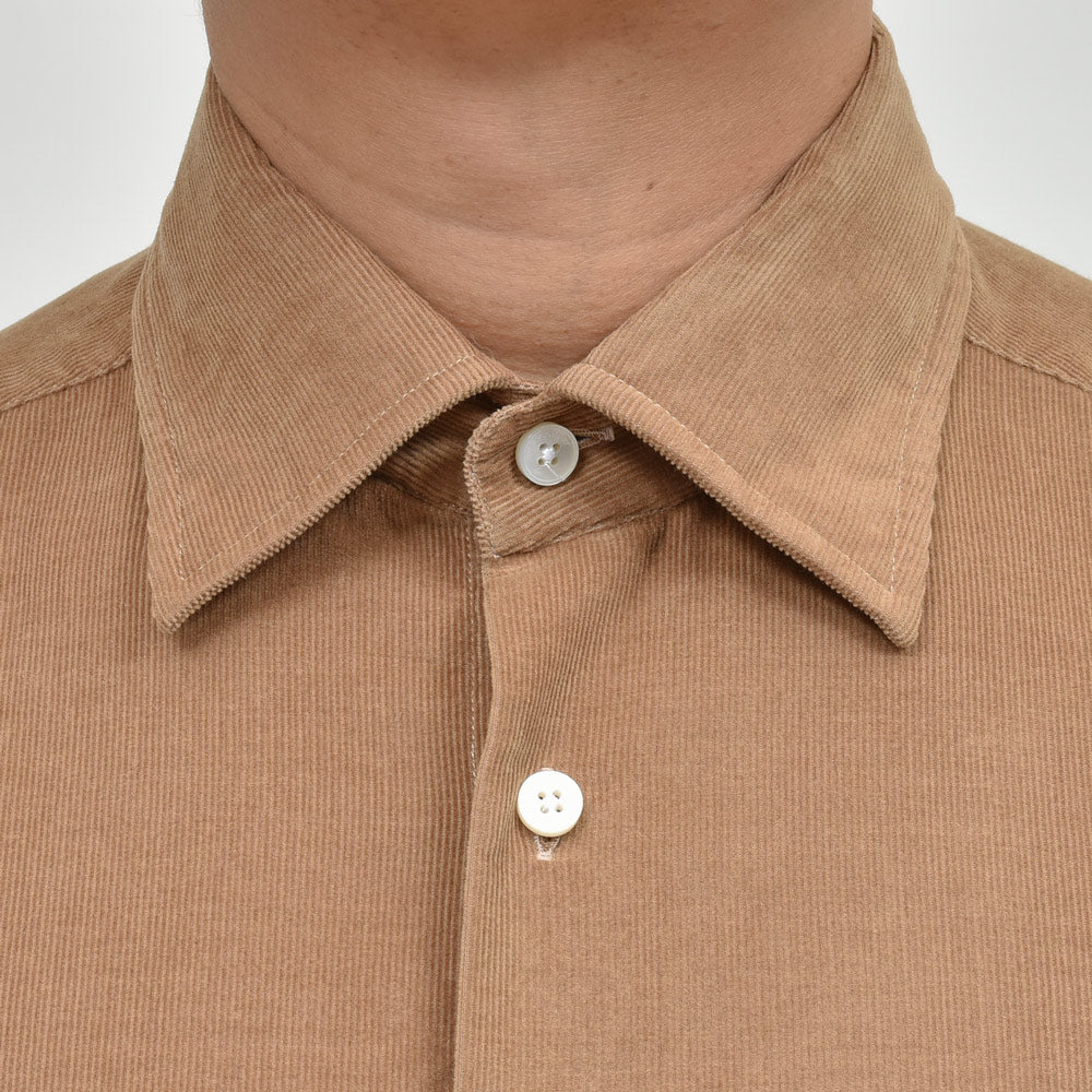 GLANSHIRT（グランシャツ） ウォッシュドコットンコーデュロイセミワイドカラーシャツ 21419