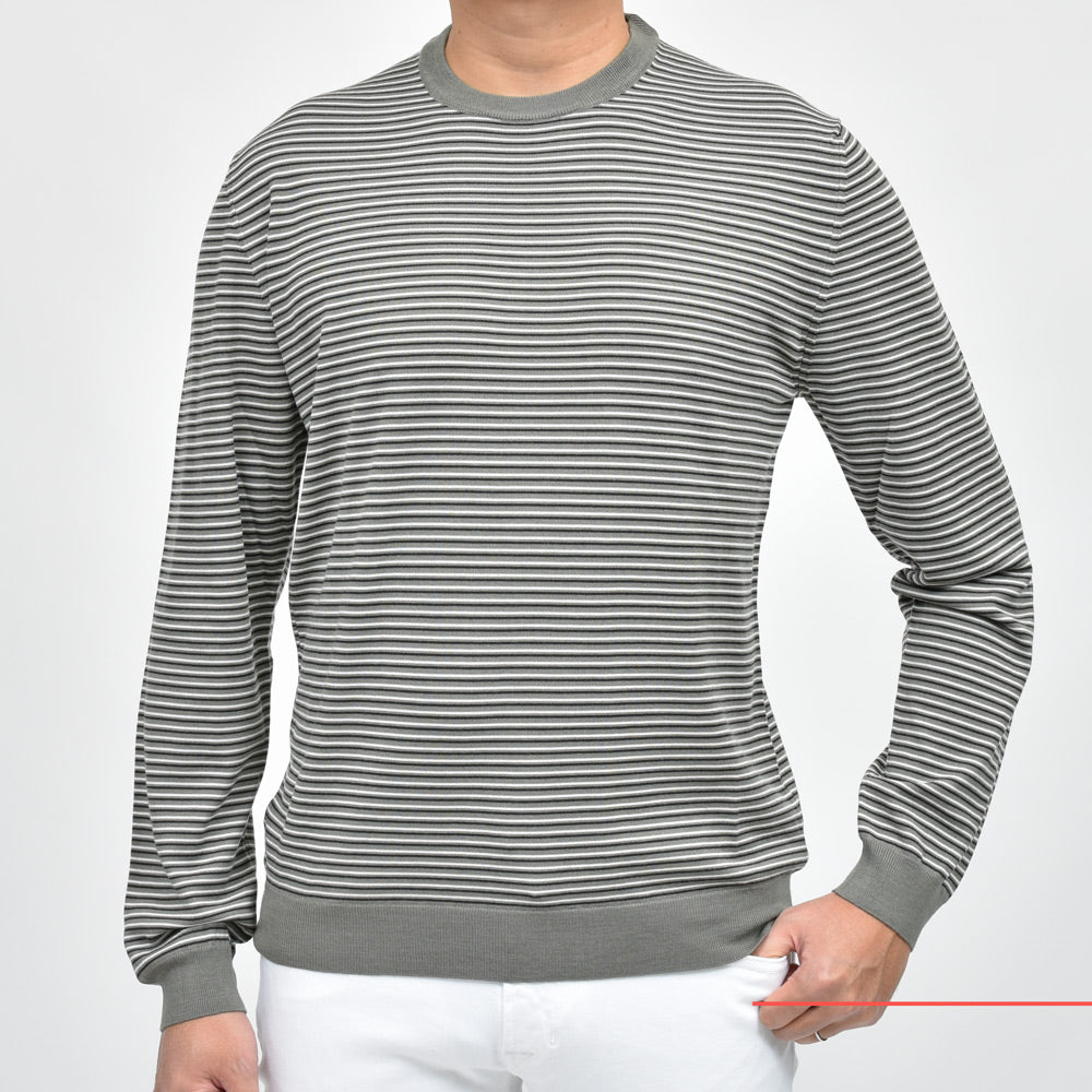 ZANONE（ザノーネ） ハイゲージウールダブルボーダークルーネックニットGIRO/SLIM FIT/810104/ZN223/25406