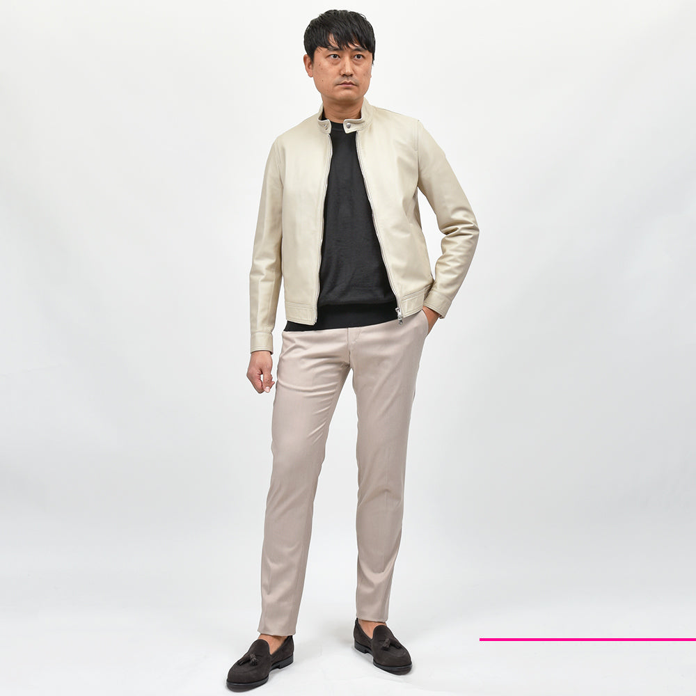 EMMETI エンメティ JURI ユリ ラムレザー ナッパチェラータ シルバージップ シングルライダース ジャケット