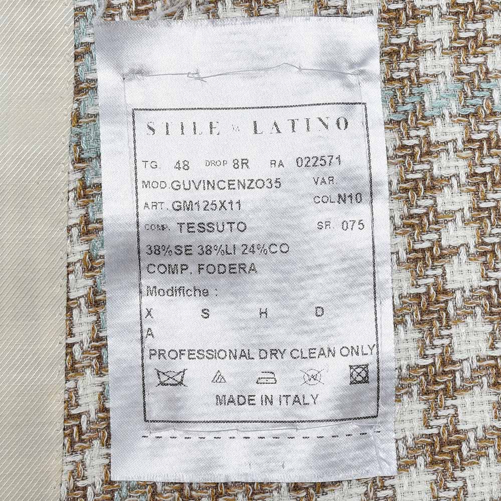 STILE LATINO スティレ ラティーノ VINCENZO シルクリネンコットン グレンチェック ウインドウペーン シングル3Bジャケット