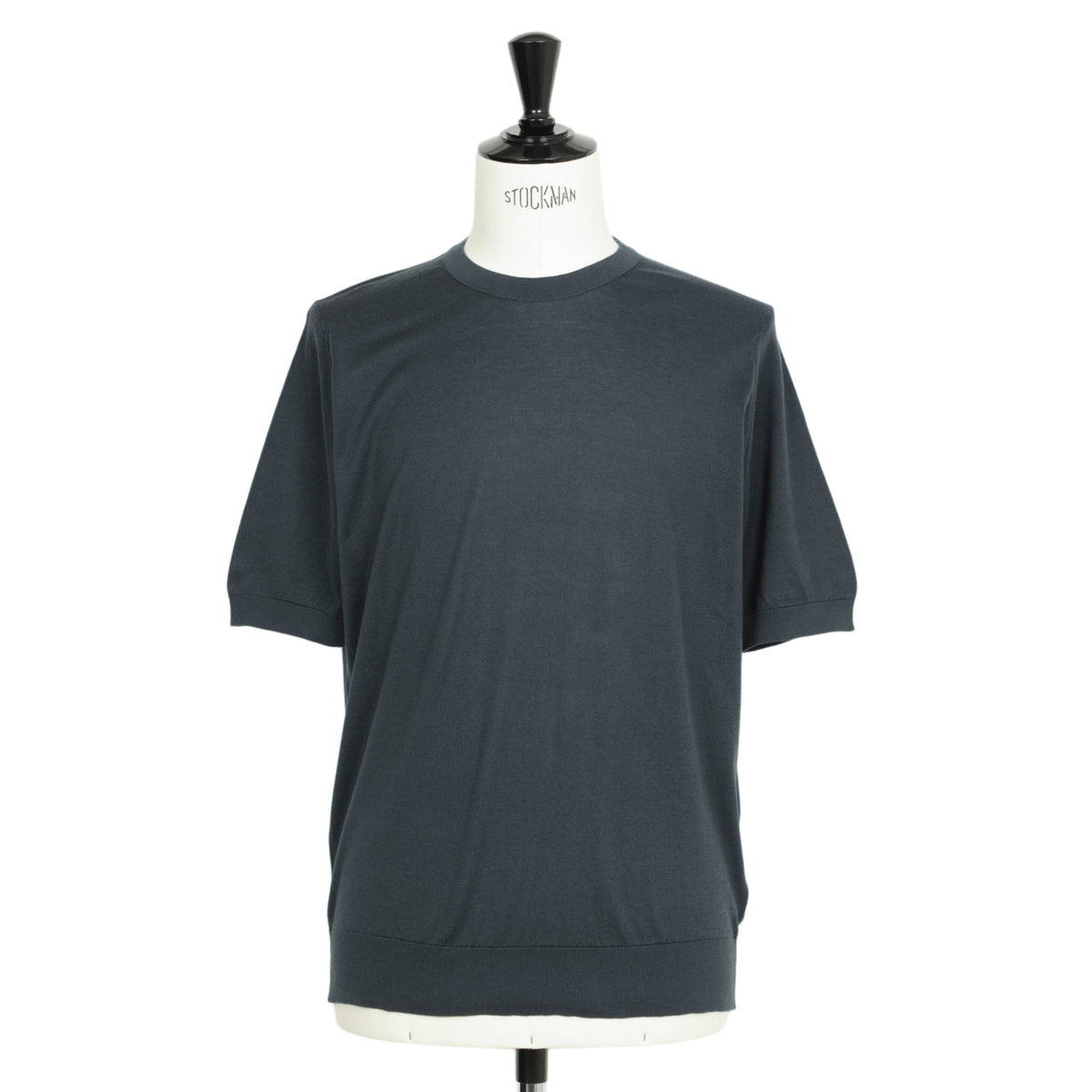 ジョンスメドレー / ハイゲージ シーアイランドコットン ニット クルーネック Tシャツ / ネイビーグレー