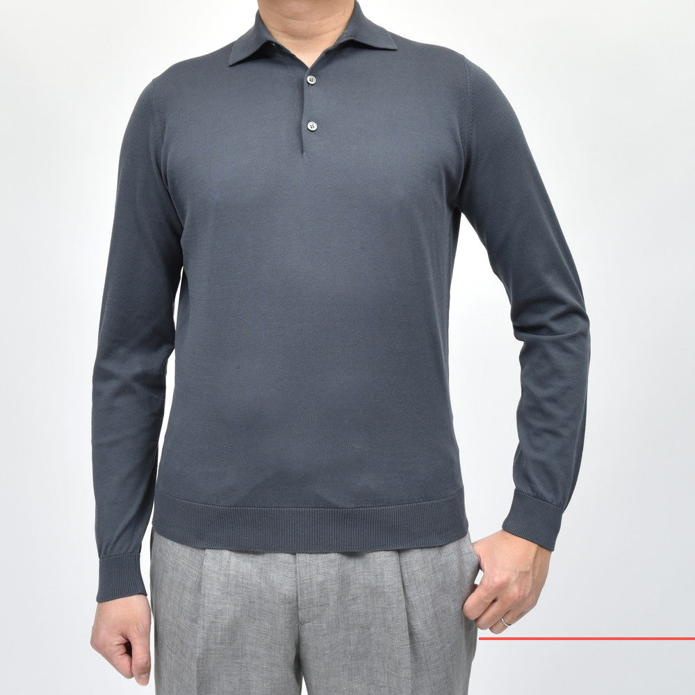 FILIPPO DE LAURENTIIS（フィリッポ デ ローレンティス） クレープコットンL/Sニットポロ PL1ML19