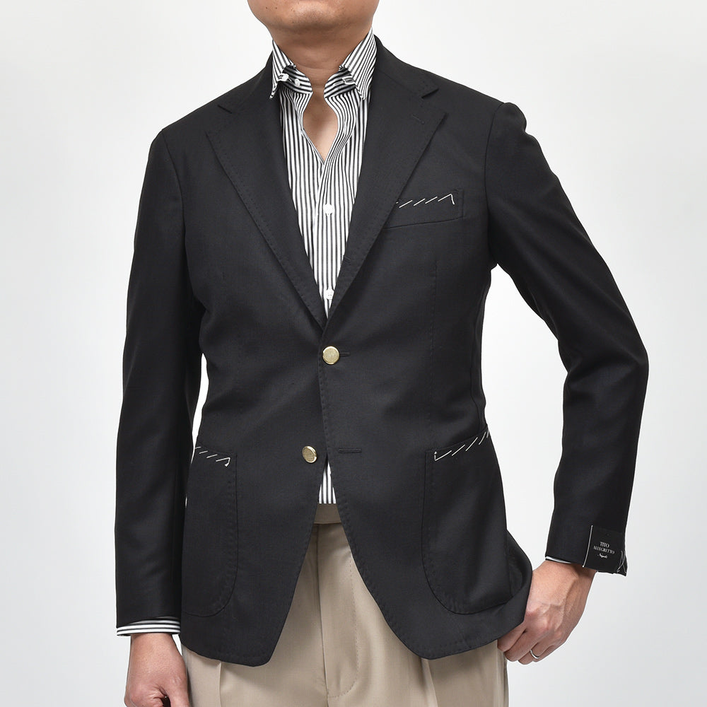 TITO ALLEGRETTO ティト アレグレット ヴァージンウール ホップサック ゴールドメタルボタン シングル3Bジャケット