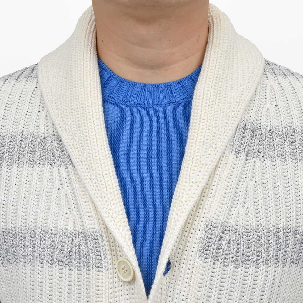 ZANONE（ザノーネ） 5ゲージソフトコットンフィッシャーマンリブボーダーショールカラーニットカーディガン CARD SCIAL/SLIM FIT/810176/ZN379/35606