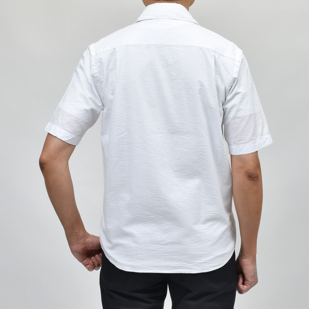 GLANSHIRT（グランシャツ） コットンシアサッカーS/Sオープンカラーシャツ 476-32401